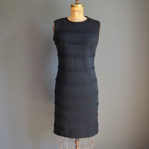 60's Elegant Black Wool Blend Sheath by Mason Edwards Elizabeth, NJ